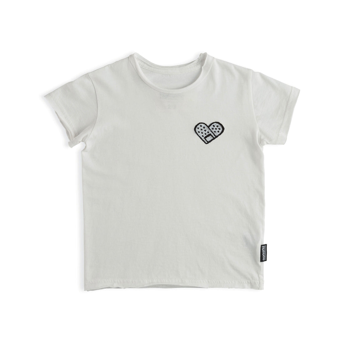 NUNUNU White Bandaid Heart Patch T-Shirt