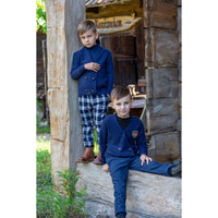 Noma Navy Embroidered Logo Cardigan
