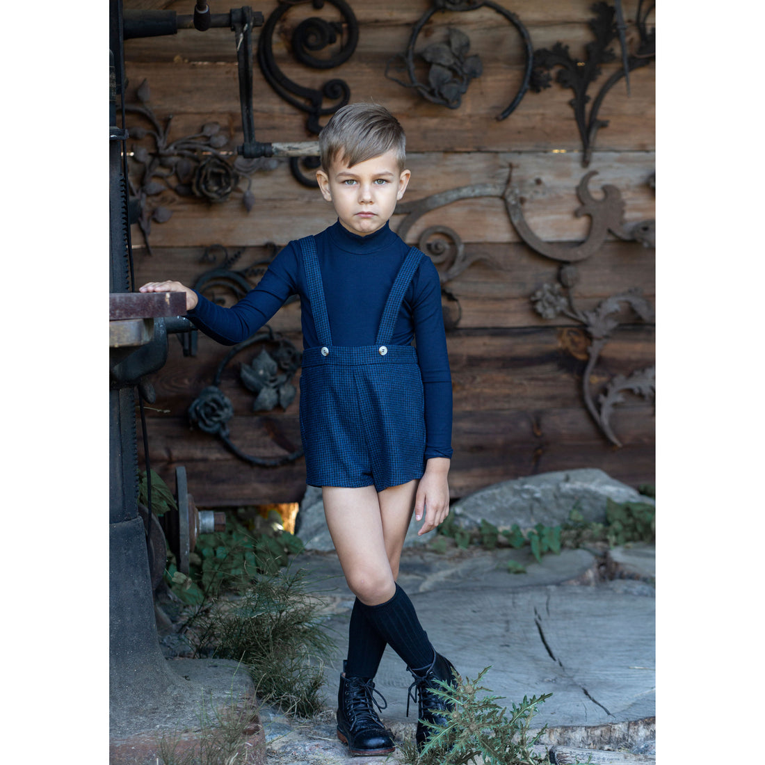 Noma Navy Mini Houndstooth Overall