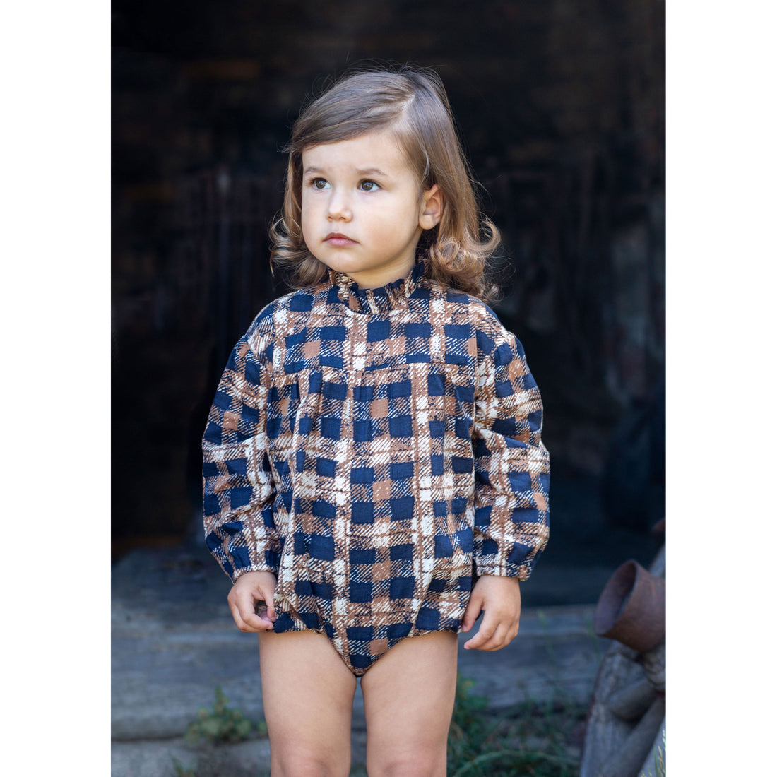 Noma Camel Blue Distressed Romper