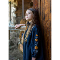 Noma Blue Embroidered Sleeve Dress