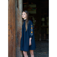 Noma Blue Embroidered Sleeve Dress