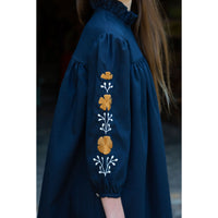 Noma Blue Embroidered Sleeve Dress