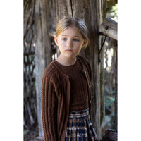 Noma Camel Blue Distressed Plaid Pleated Skirt