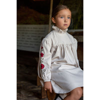 Noma Cream Embroidered Sleeve Dress