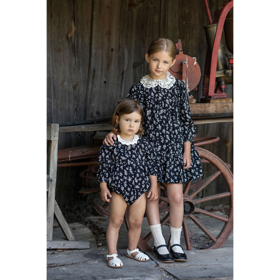 Noma Black Crochet Collar Tiered Dress