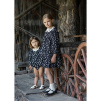 Noma Black Crochet Collar Tiered Dress