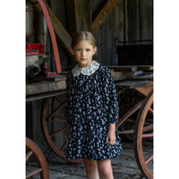 Noma Black Crochet Collar Tiered Dress