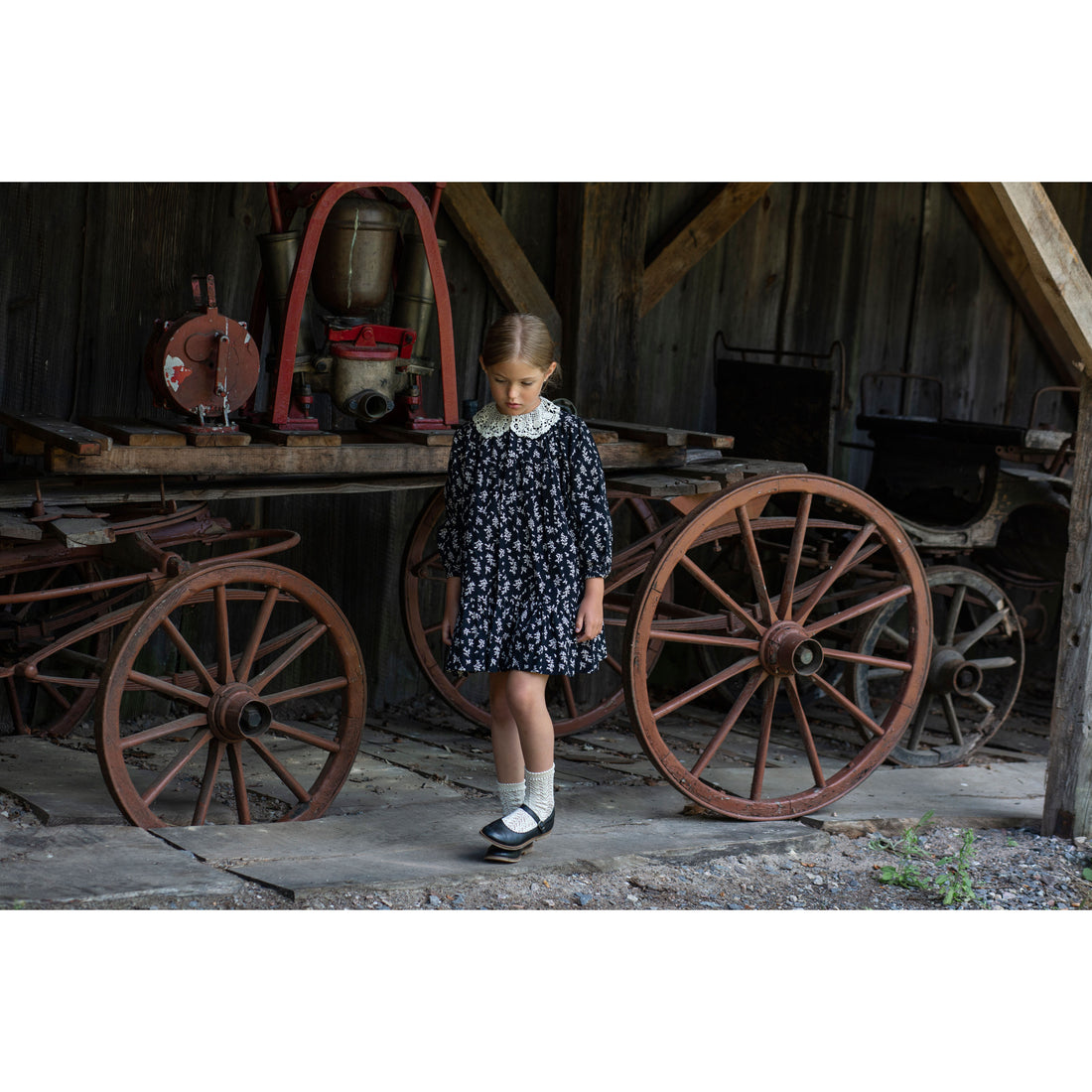 Noma Black Crochet Collar Tiered Dress