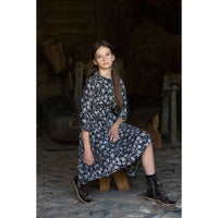 Noma Black Floral Accordian Pleated Dress