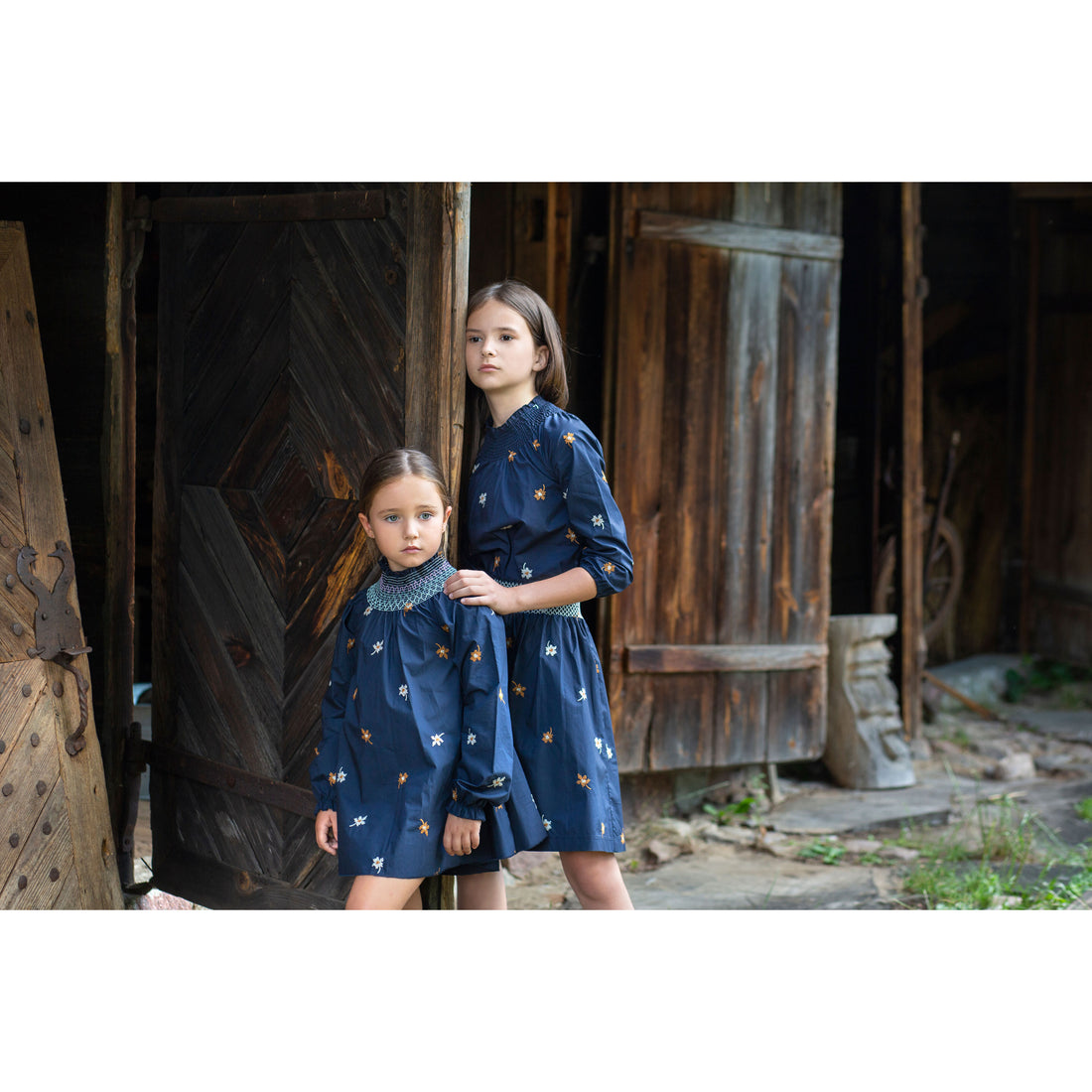 Noma Blue Floral Embroidered Smocked Dress