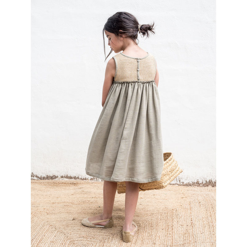 Belle Chiara Khaki + Raffia Crochet Dress