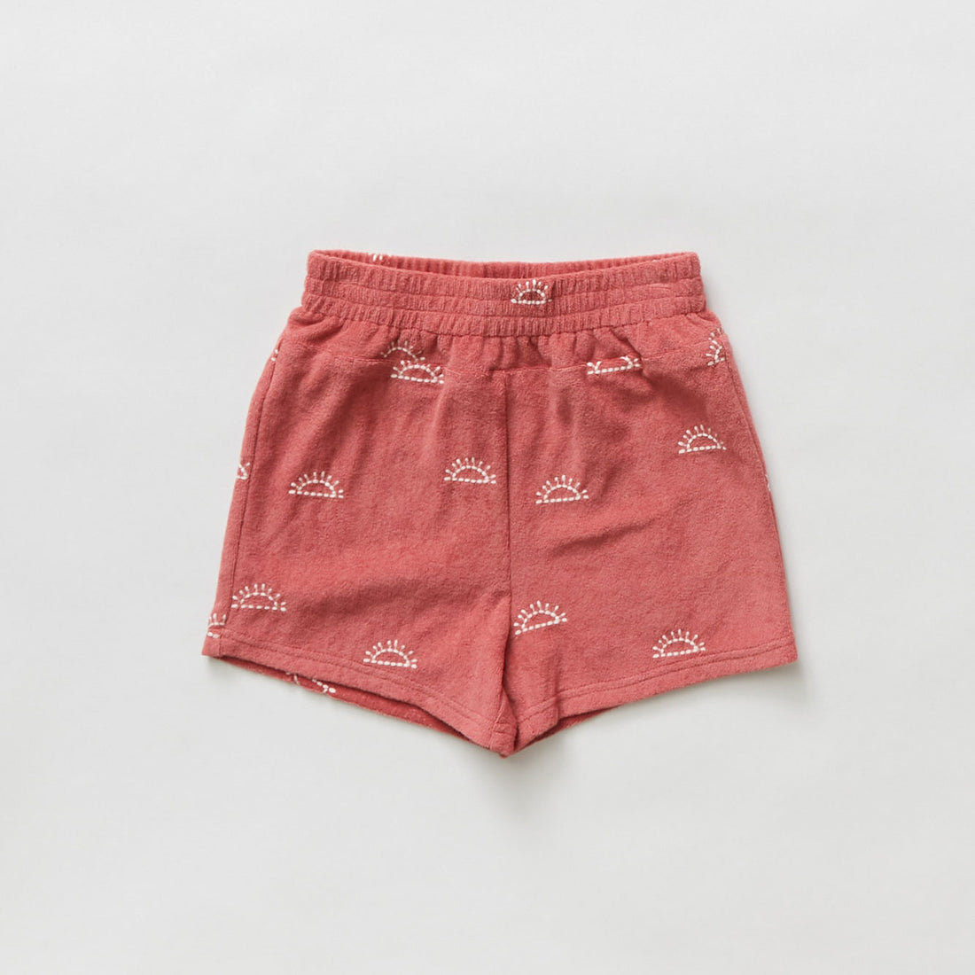 Hey kid Red Embroidered Sun Terry Shorts