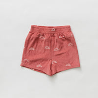 Hey kid Red Embroidered Sun Terry Shorts