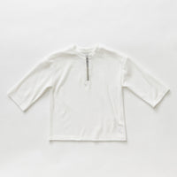 Hey kid Zip Terry Shirt- Three Quarter Sleeves- White