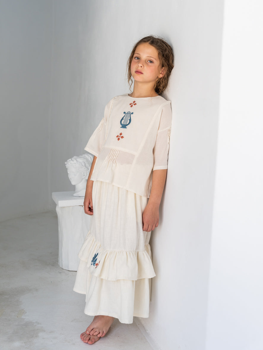 Belle Chiara Beige Thick Linen Sibyl Skirt