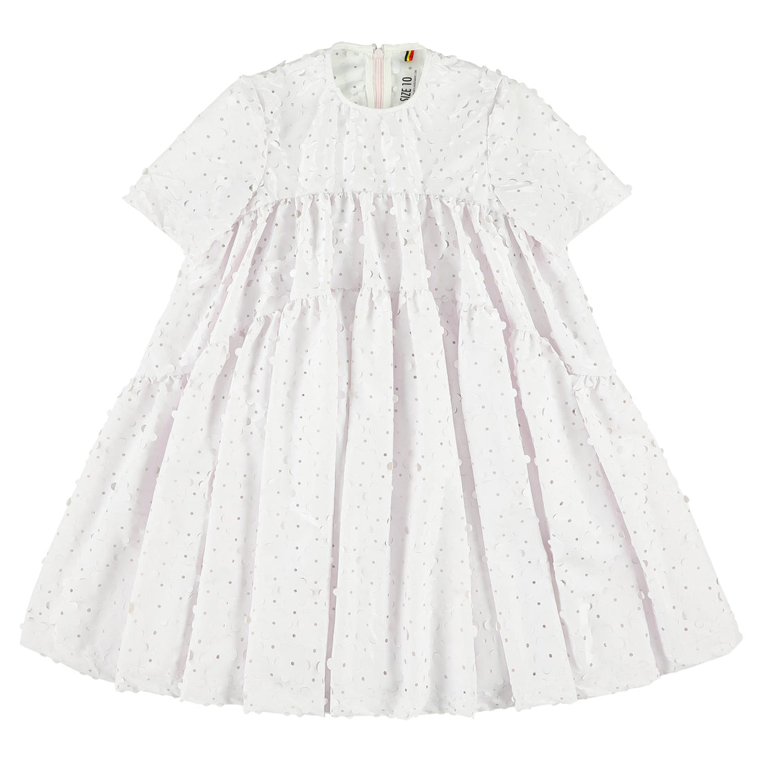 Caroline Bosmans White Perforated Flower Dress