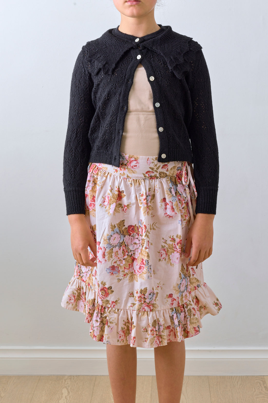Petite Amalie Black Crochet Cardigan