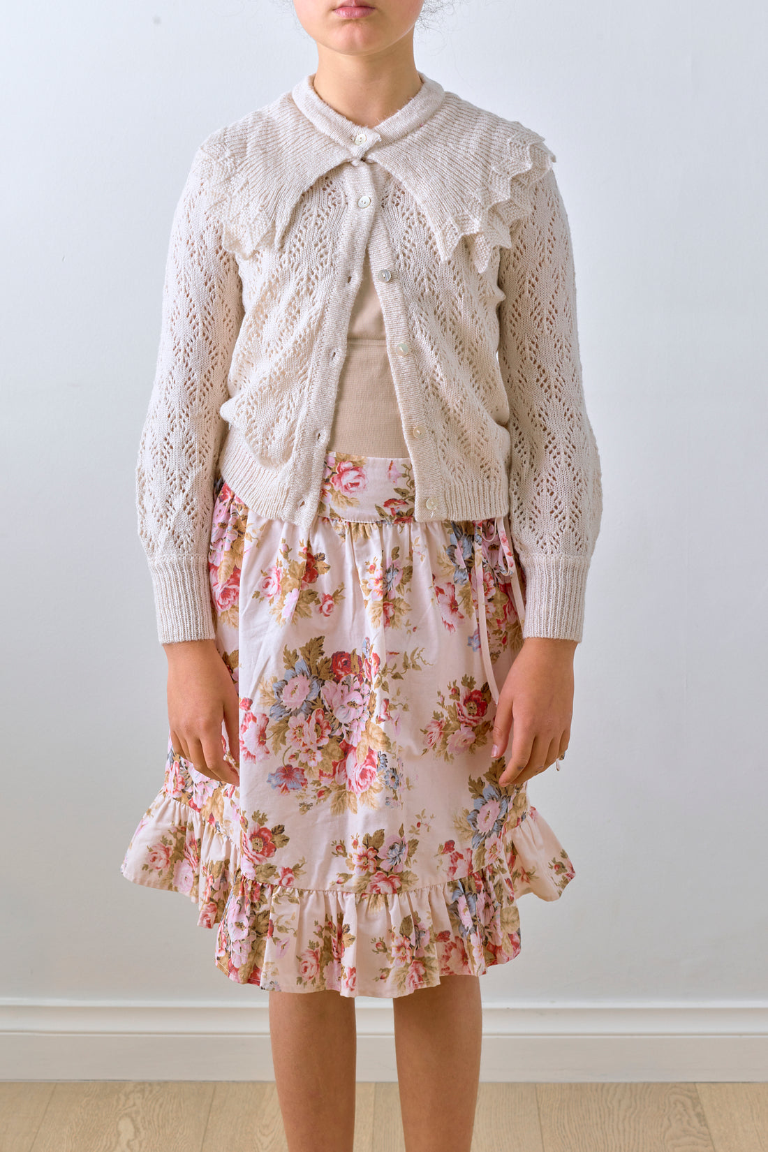 Petite Amalie Ivory  Crochet Cardigan