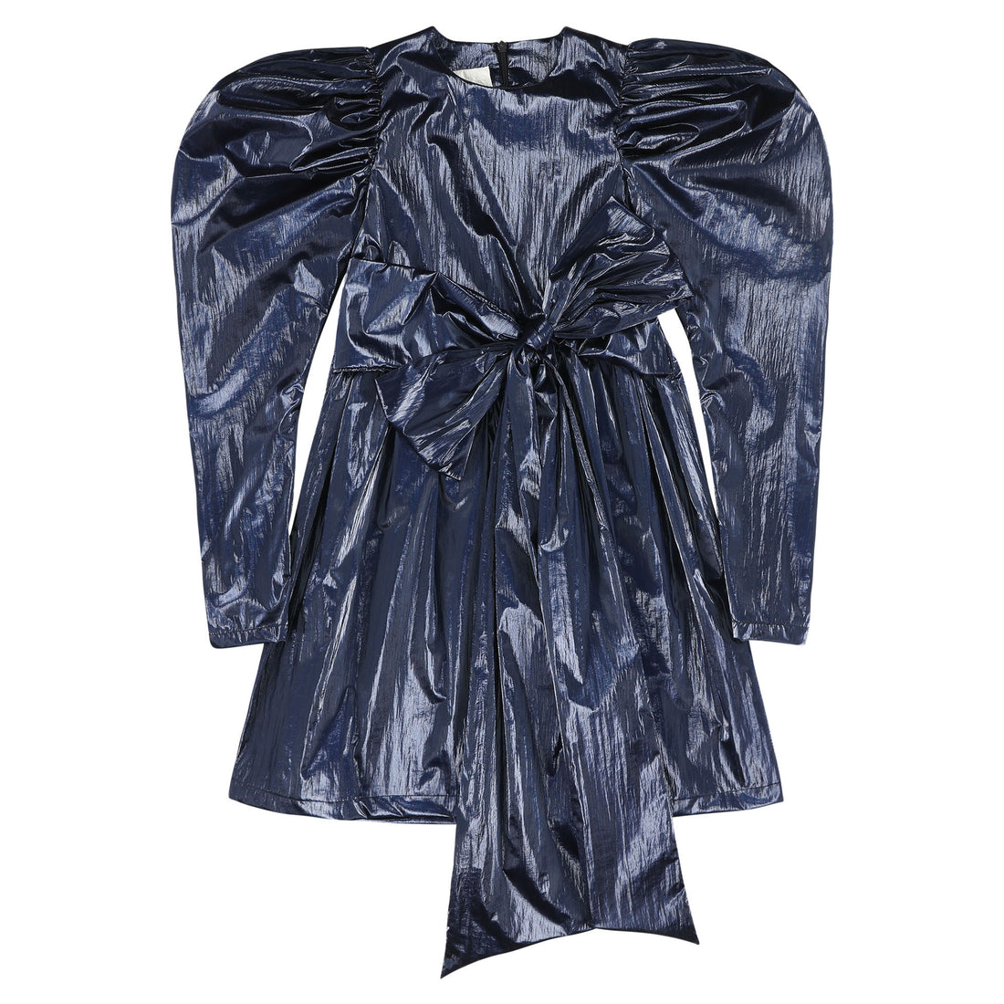 Caroline Bosmans Dark Blue Shiny Waisted Bow Dress
