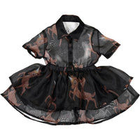 Caroline Bosmans Black Deer Unicorn Organza Dress
