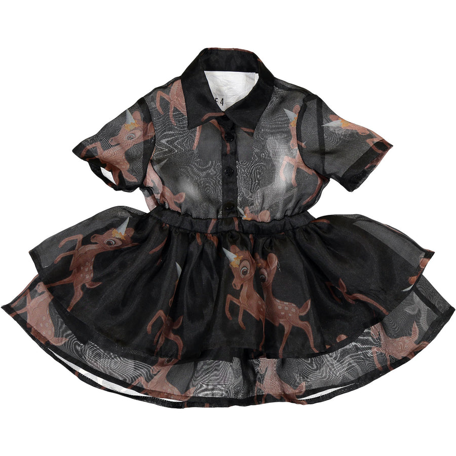 Caroline Bosmans Black Deer Unicorn Organza Dress