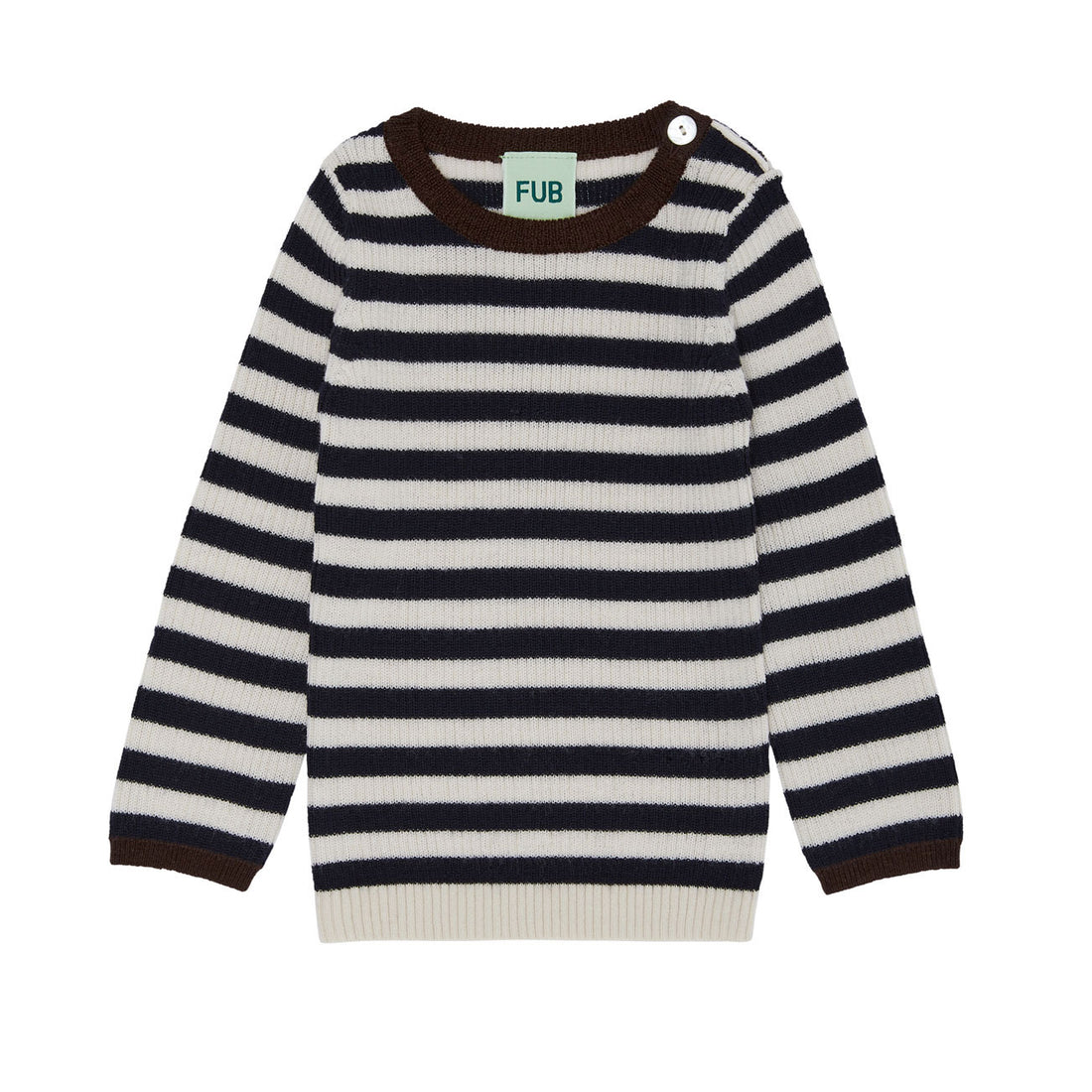 FUB Ecru-Navy Rib Baby Sweater