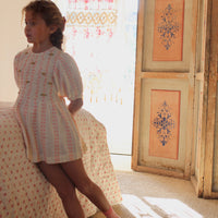 Bonjour Diary Vanilla Strawberry Jacquard Smocks Blouse