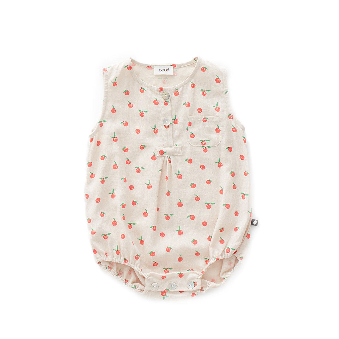 Oeuf Beige Peaches Button Neck Romper