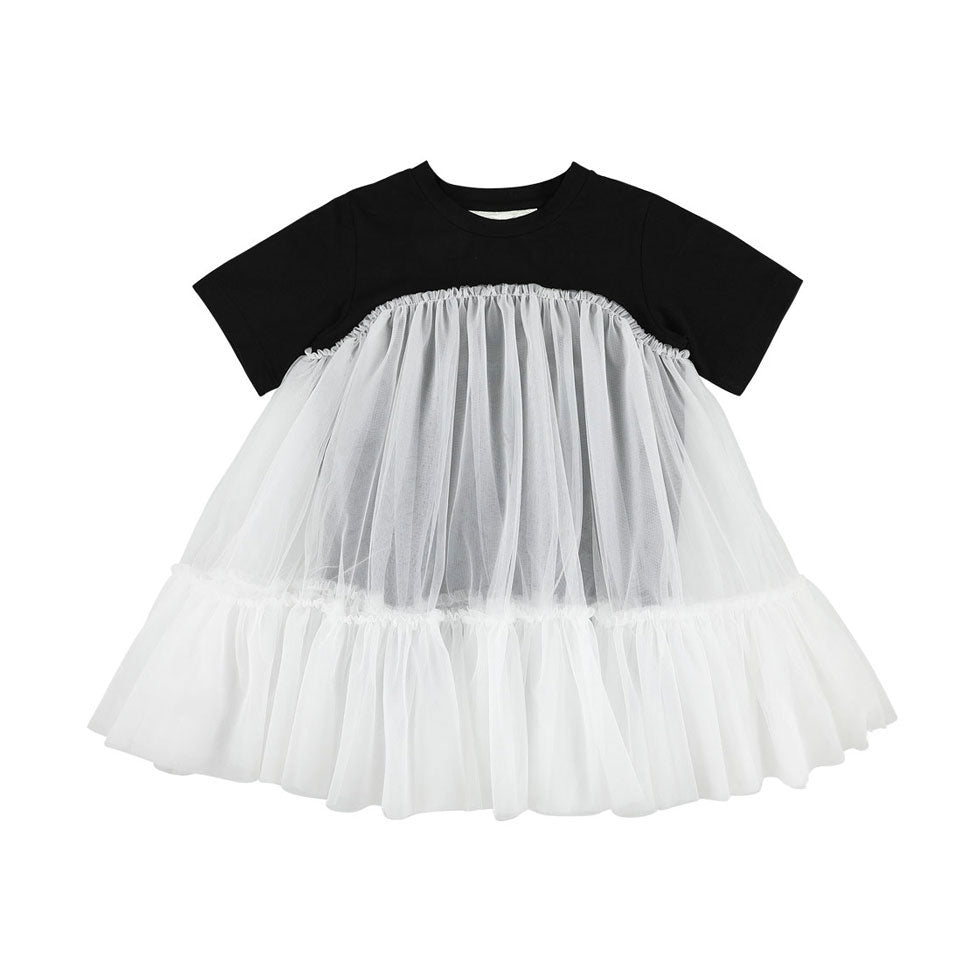 Caroline Bosmans White + Black Oversized Tulle Dress
