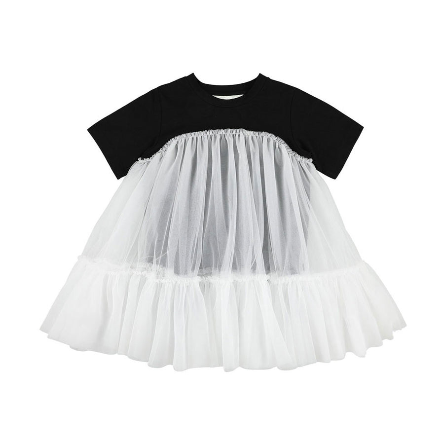 Caroline Bosmans White + Black Oversized Tulle Dress