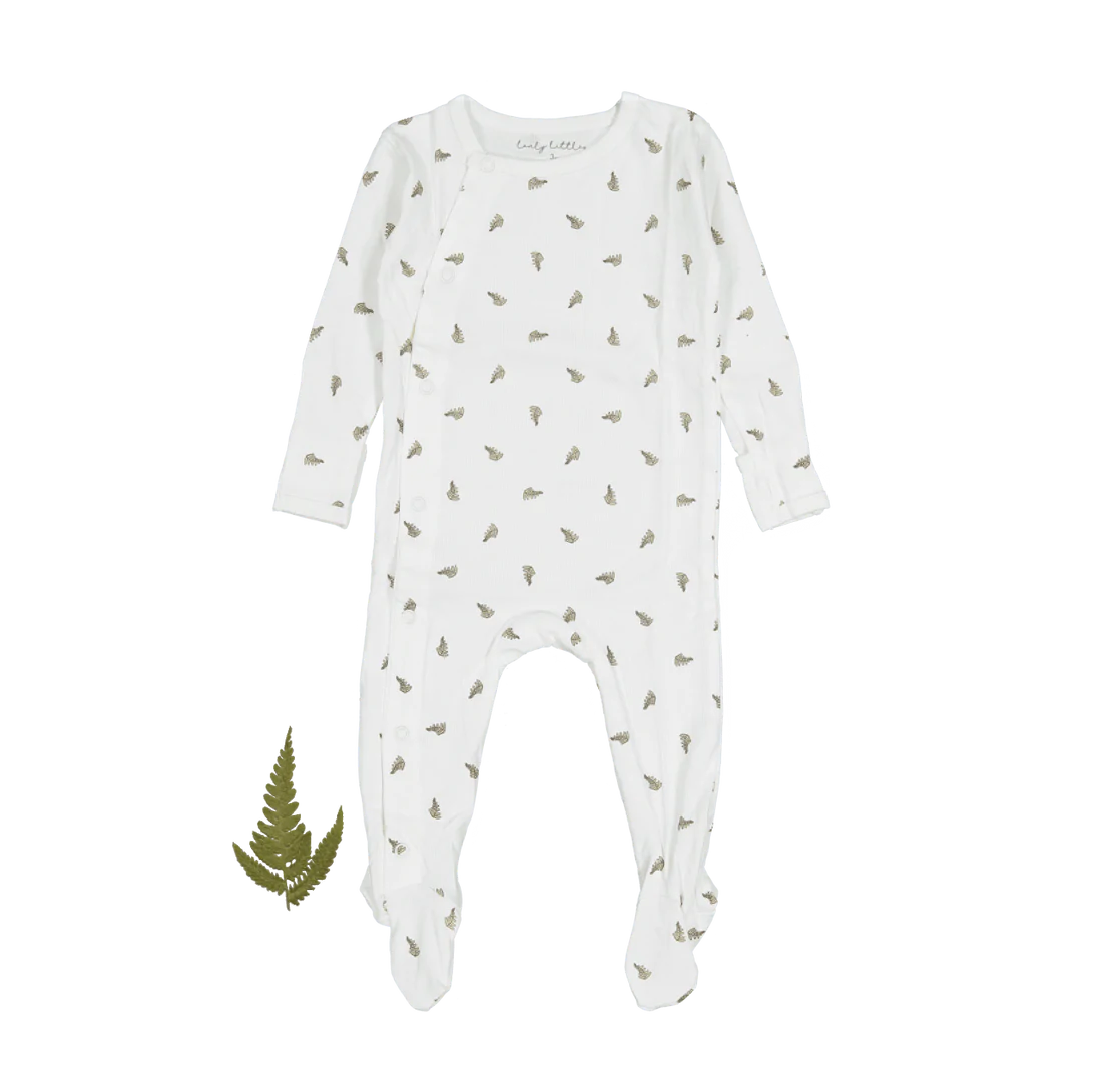 Lovely Littles The Snap Romper - White Leaf