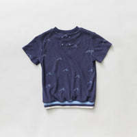 Hey kid Blue Embroidered Waves Terry Top