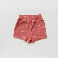 Hey kid Red Embroidered Sun Terry Shorts