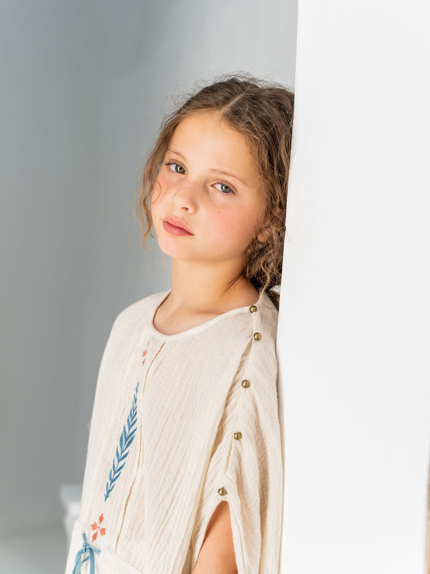 Belle Chiara Ecru Crinkle Muslin Daphne Dress