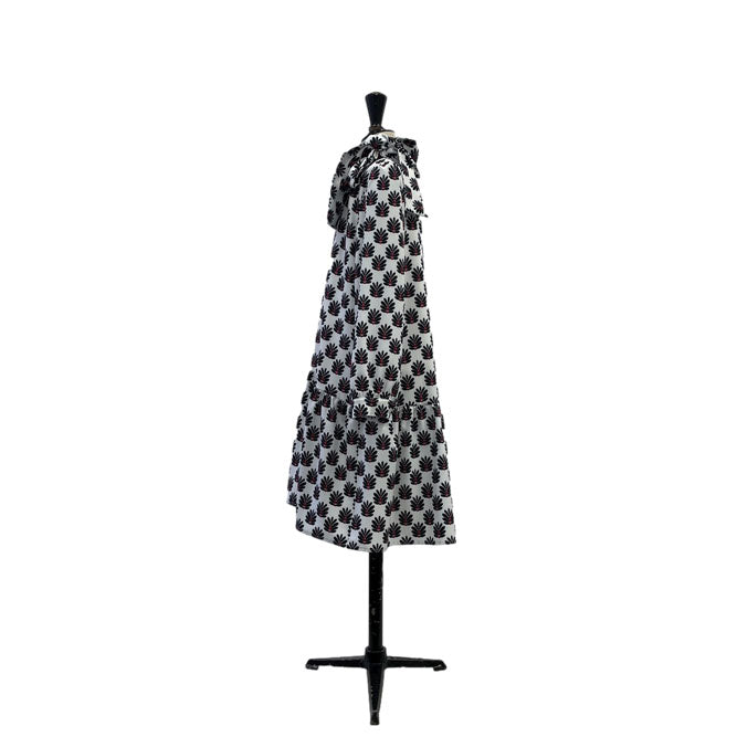 Lemoniez Geometric Flowers Ruffled Hem Tango Dress