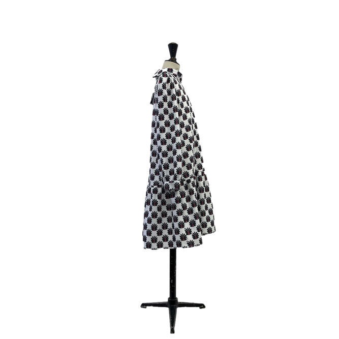 Lemoniez Geometric Flowers Ruffled Hem Tango Dress