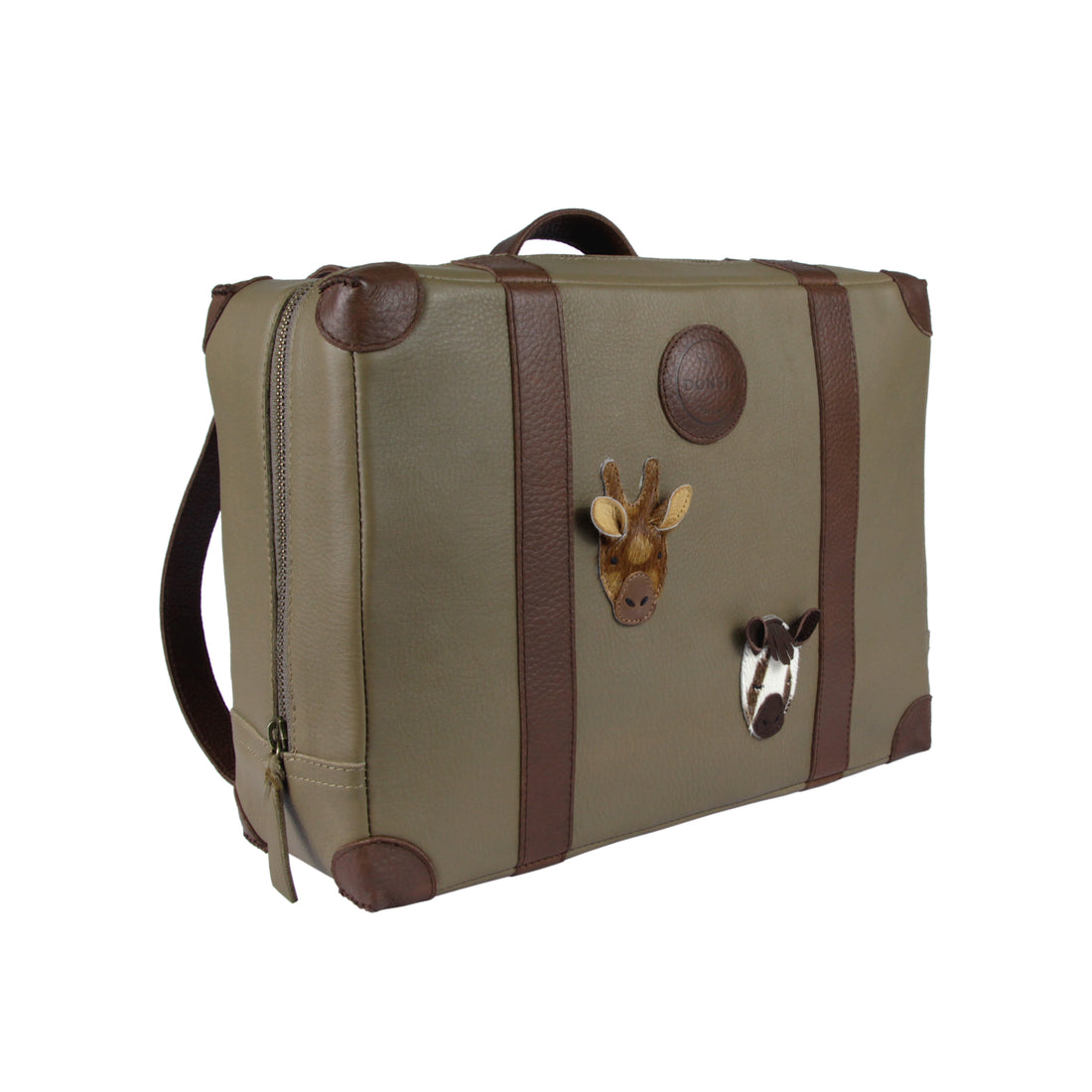 Donsje Army Leather Animals Travis Travel Backpack