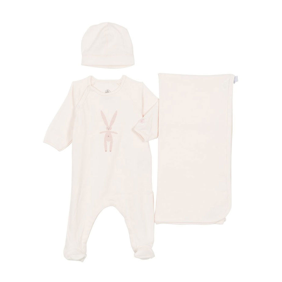 Petit Bateau Light Pink Side Snap Footie Set