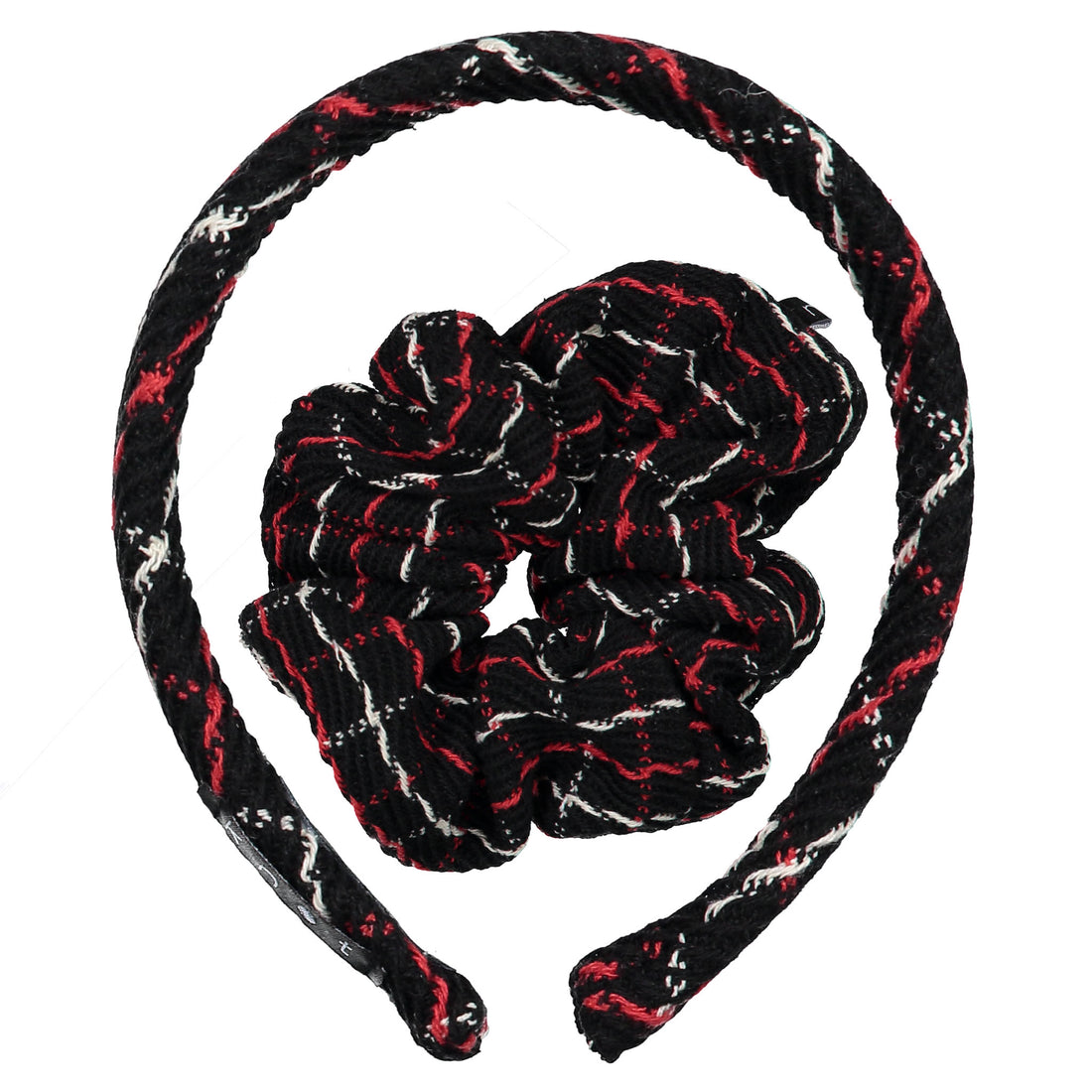Knot Hairbands School Girl Headband + Scrunchie Set // Black + Red