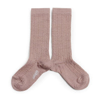 Collegien Adele - Pointelle Wool Socks - Old Pink