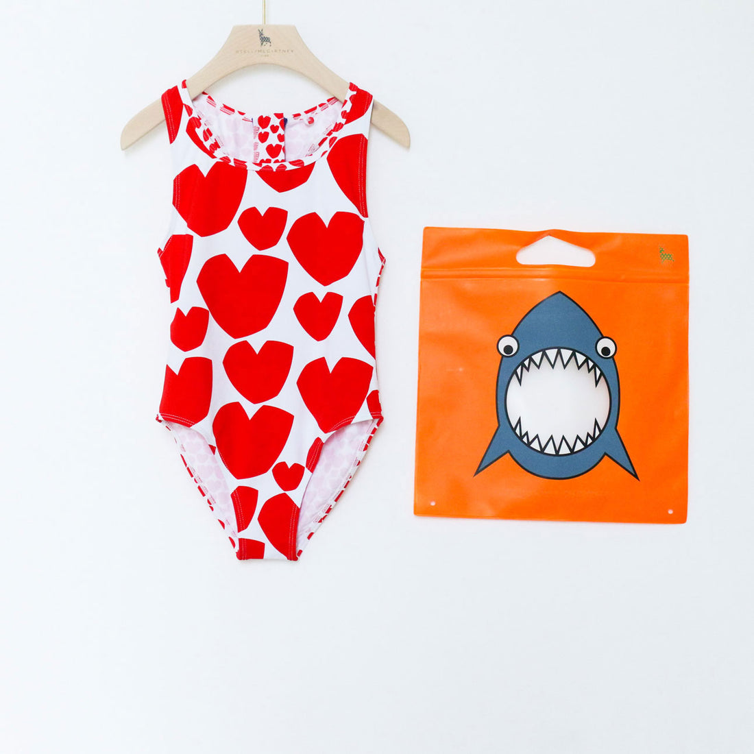 Stella McCartney Red Hearts Print Swimsuit
