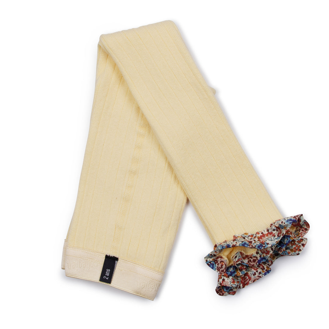 Collegien Catherine - Liberty Ruffle Ribbed Footless Tights - Cream