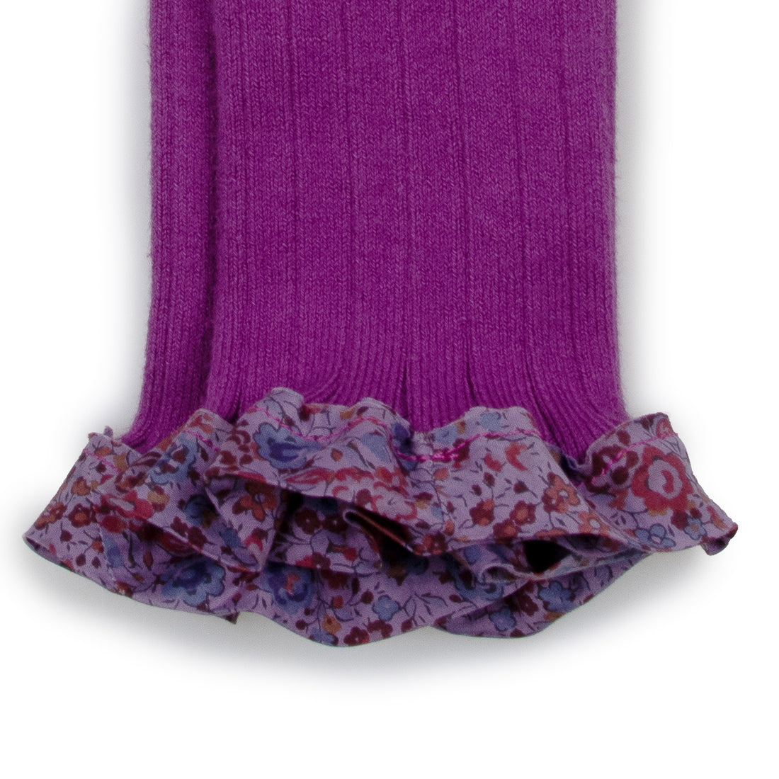 Collegien Catherine - Liberty Ruffle Ribbed Footless Tights - Cyclamen
