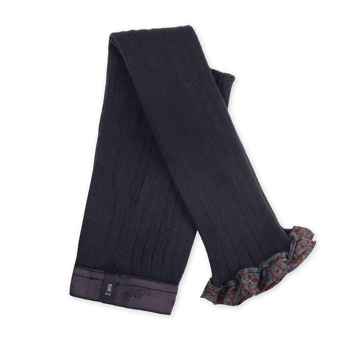 Collegien Catherine - Liberty Ruffle Ribbed Footless Tights - Stone