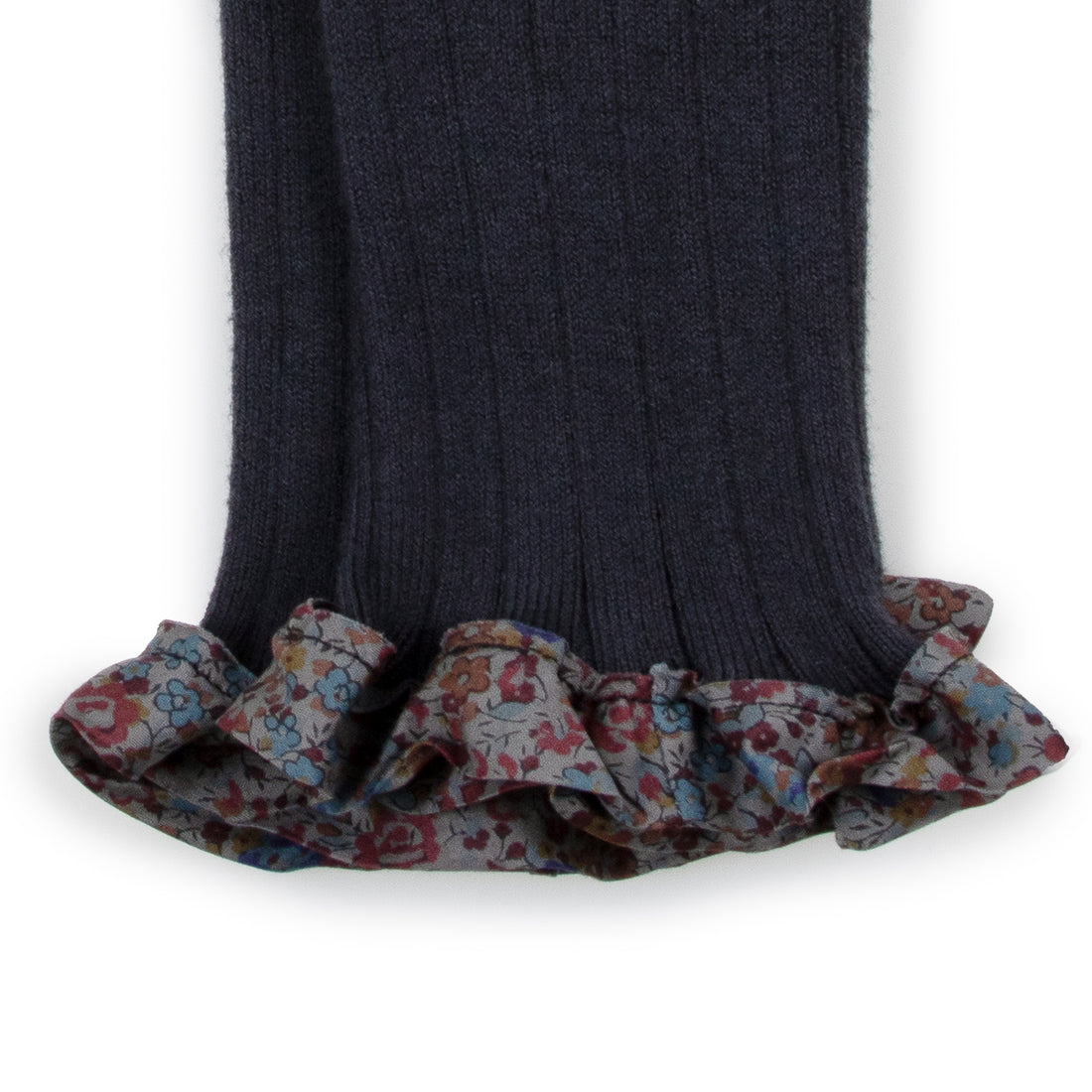 Collegien Catherine - Liberty Ruffle Ribbed Footless Tights - Stone