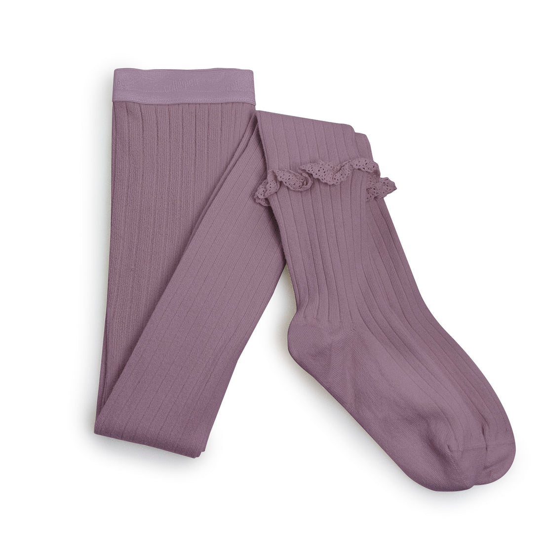 Collegien Chloe - Lace Frill Ribbed Tights - Wisteria