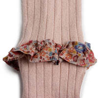 Collegien Clemence - Liberty Ruffle Ribbed Tights - Old Pink