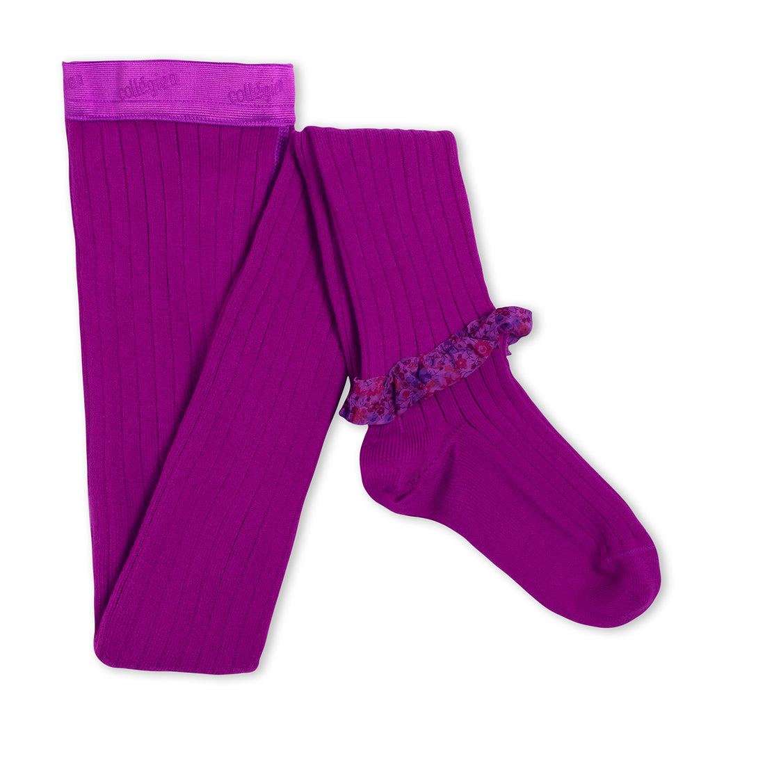 Collegien Clemence - Liberty Ruffle Ribbed Tights - Cyclamen