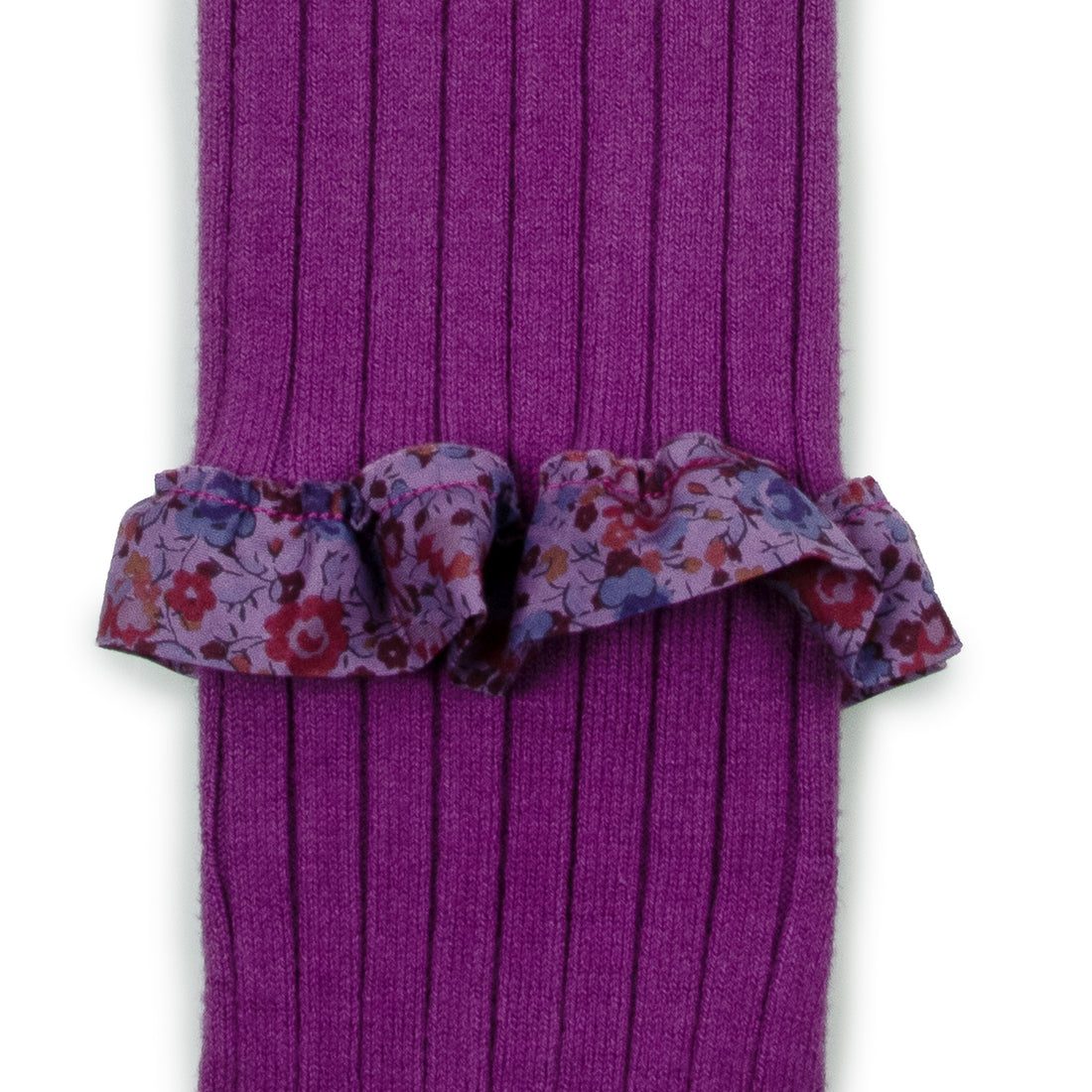 Collegien Clemence - Liberty Ruffle Ribbed Tights - Cyclamen